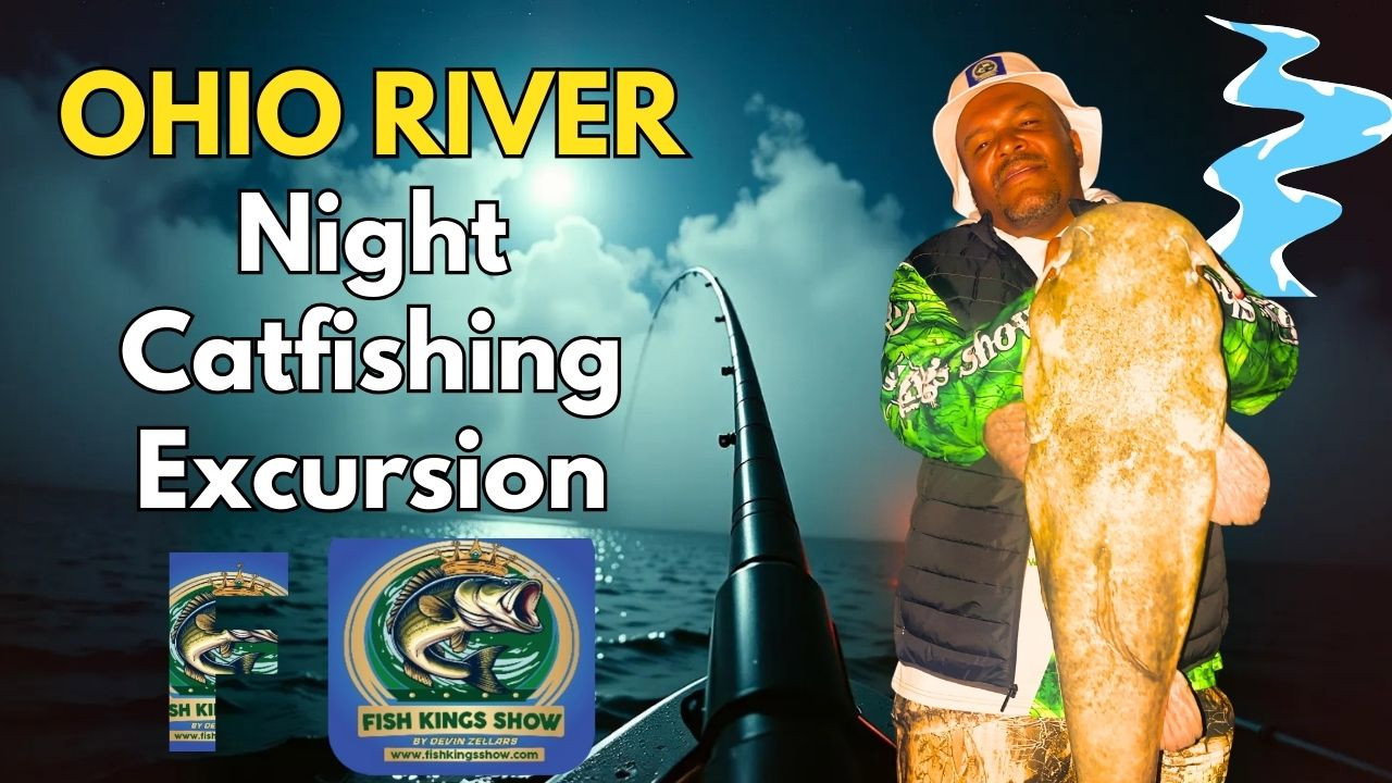 Excursión de pesca con anzuelo en la noche del río Ohio