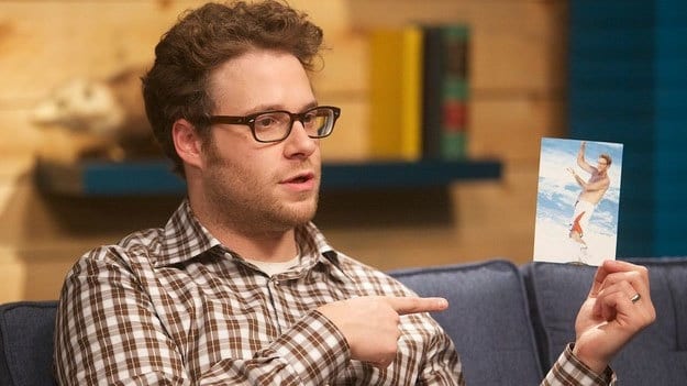 Seth Rogen Wears a Plaid Shirt Brown Pants